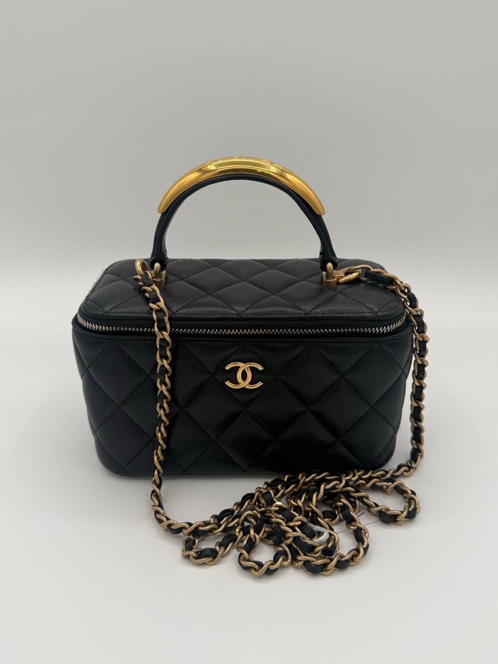 Chanel Lambskin vanity top handle and chain